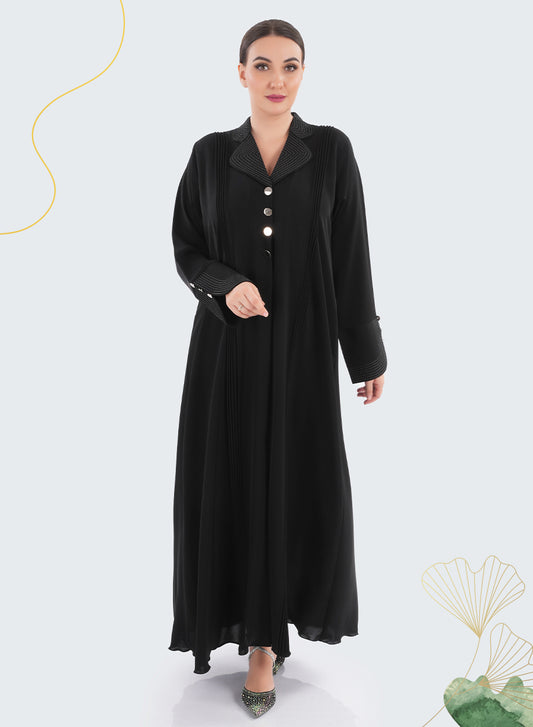 Chic Modern Abaya with Cuff & Collar Design With Button Embellishments | Bsi4196