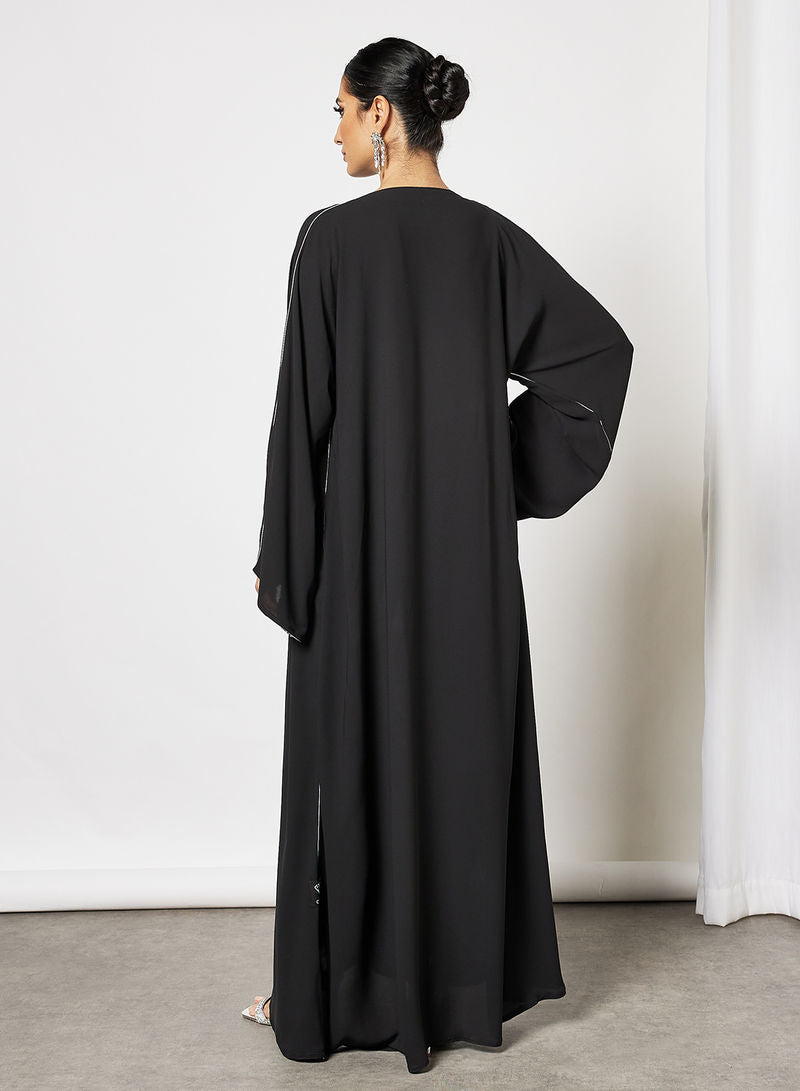 Bsi3551-Ribbon embellished black abaya abaya