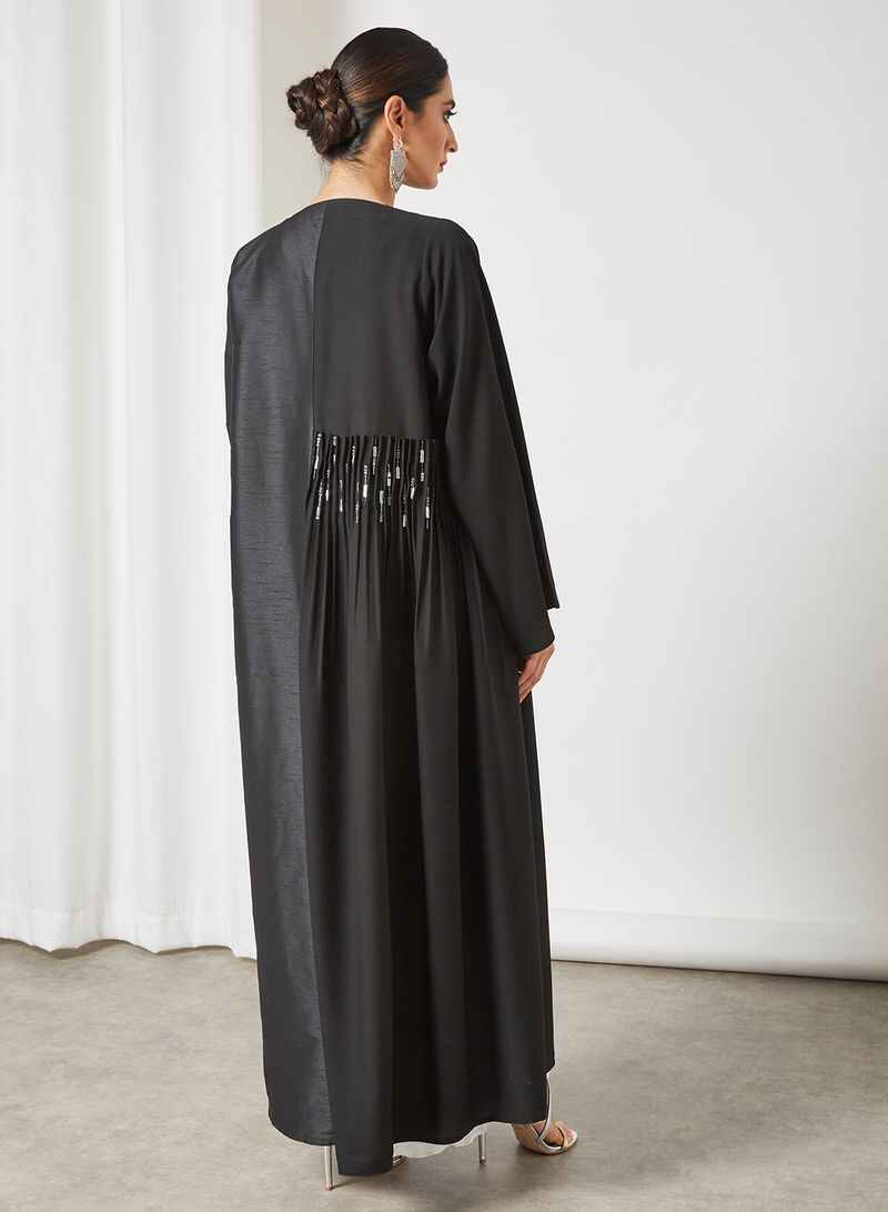 black pleated abaya