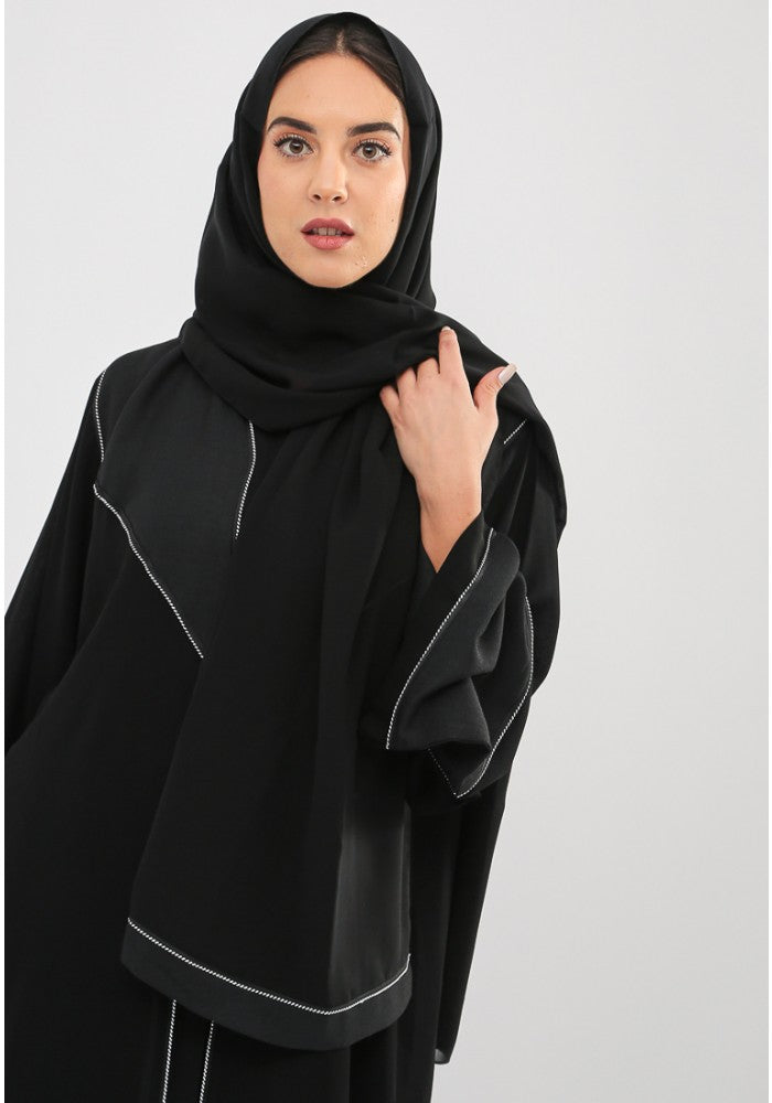 black front open abaya