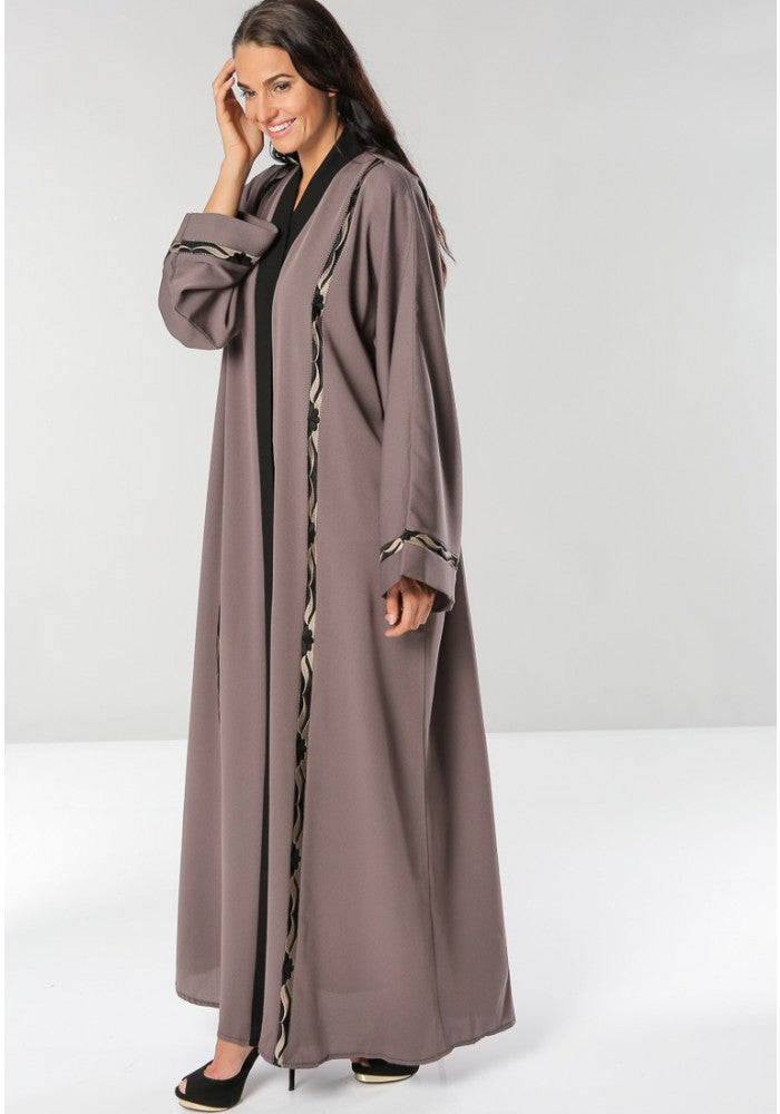 Front Open Embroidered Abaya