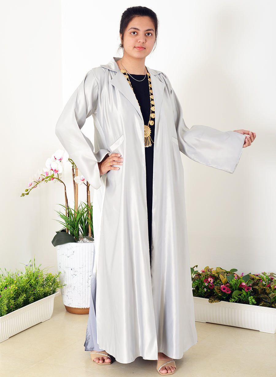 Coat Collar Modern Style Abaya with Pleated Back Panel | Bsi3954