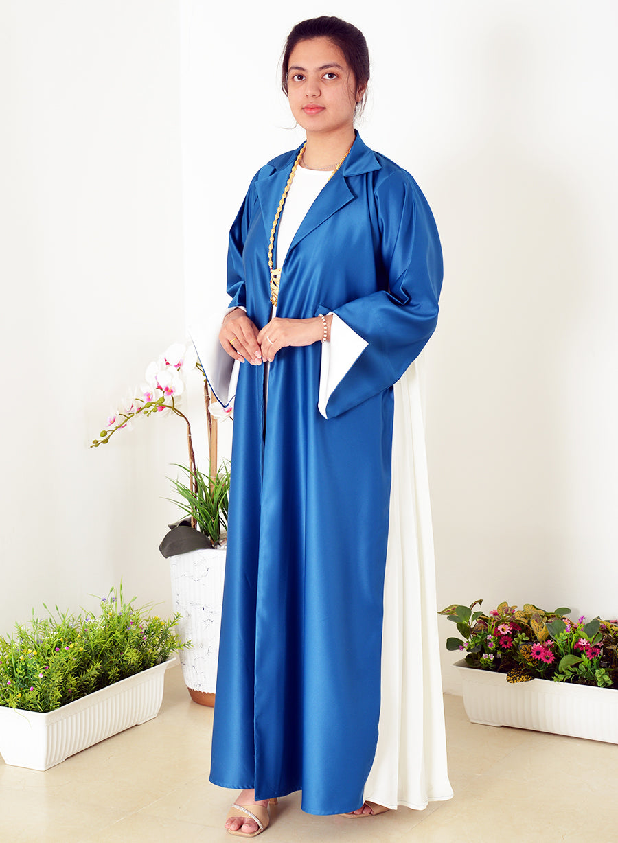 Coat Collar Modern Style Abaya with Pleated Back Panel | Bsi3958
