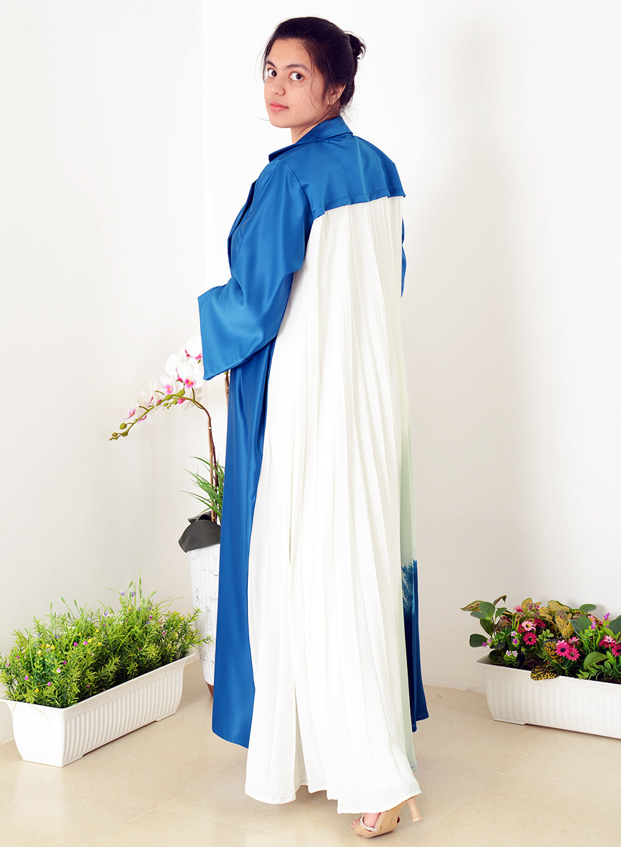 Coat Collar Modern Style Abaya with Pleated Back Panel | Bsi3958