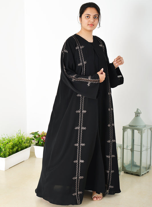 Lace with Stone Embellishment Embroidered Abaya | Bsi3959