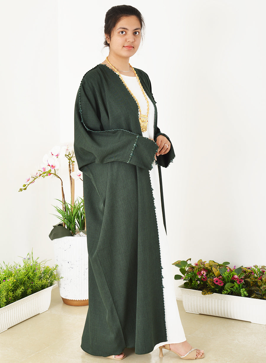 Bahraini Style Bisht Abaya with Beads and Crochet Detailing | Bsi3960