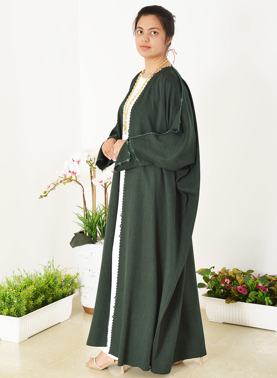 Bahraini Style Bisht Abaya with Beads and Crochet Detailing | Bsi3960