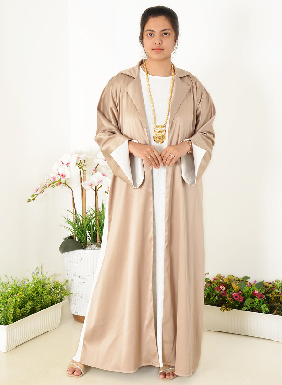 Coat Collar Modern Style Abaya with Pleated Back Panel | Bsi3962