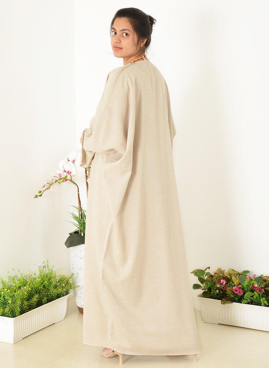 Bahraini Style Bisht Abaya with Beads and Crochet Detailing | Bsi3964