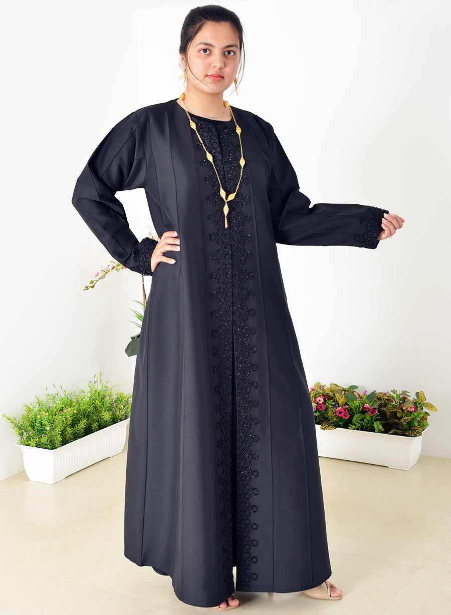 A-Line Lace with Beads Embellished Abaya | Bsi3965
