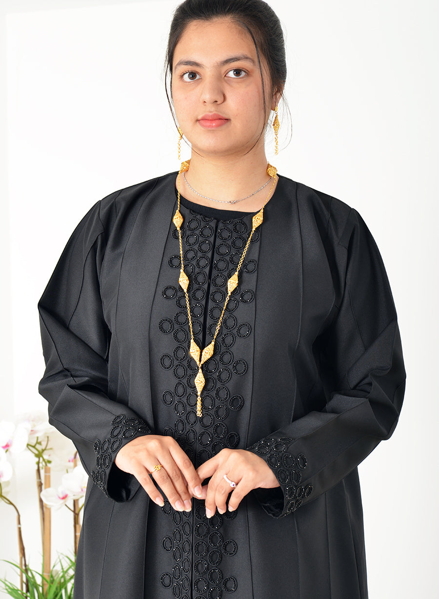 A-Line Lace with Beads Embellished Abaya | Bsi3965