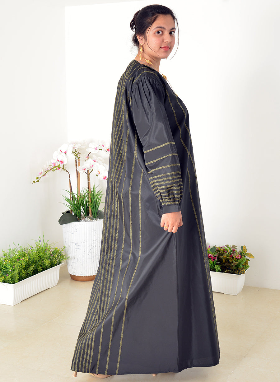 Self Embossed Coat Collar Abaya with Stylish Sleeves | Bsi3967