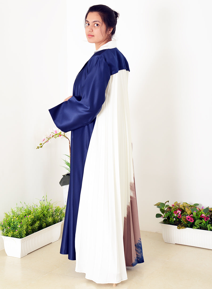 Coat Collar Modern Style Abaya with Pleated Back Panel | Bsi3968