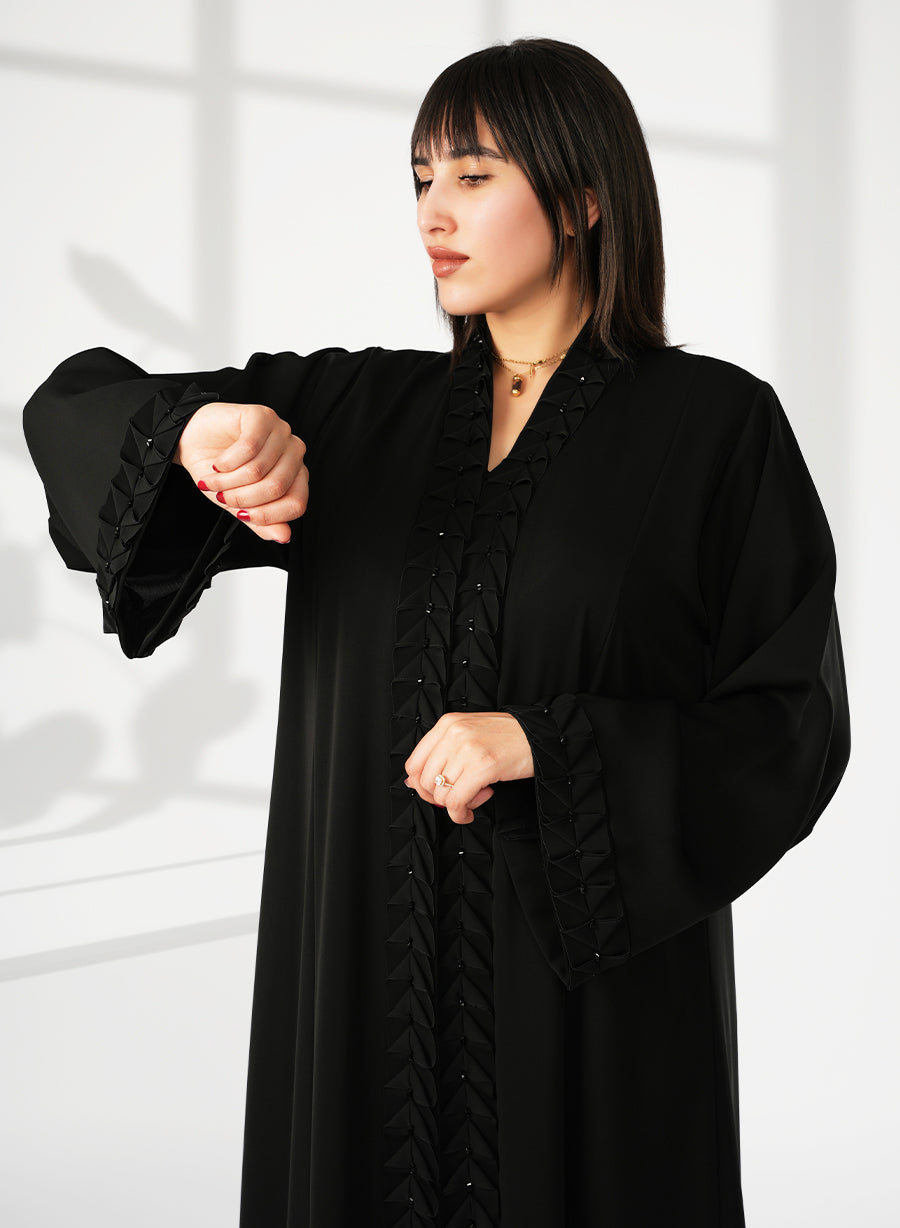 Traditional Abaya With A Modern Touch, Adorned With Bead Embellishments | Bsi4058