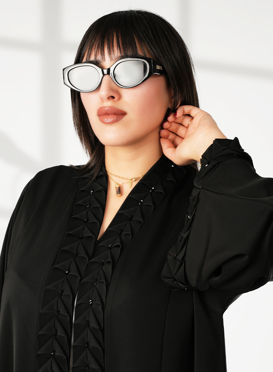 Traditional Abaya With A Modern Touch, Adorned With Bead Embellishments | Bsi4058