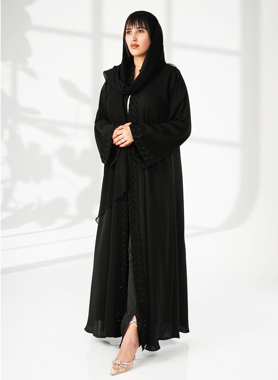 Traditional Abaya With A Modern Touch, Adorned With Bead Embellishments | Bsi4058