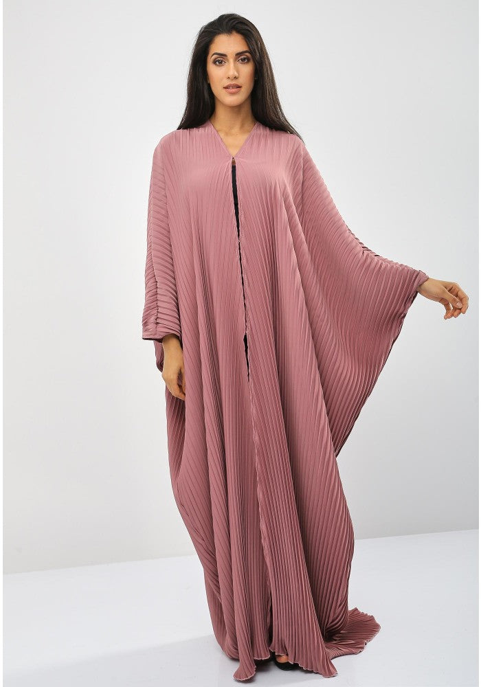 pink pleated abaya