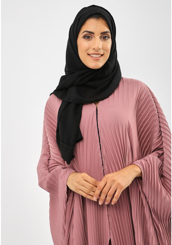 pink pleated abaya
