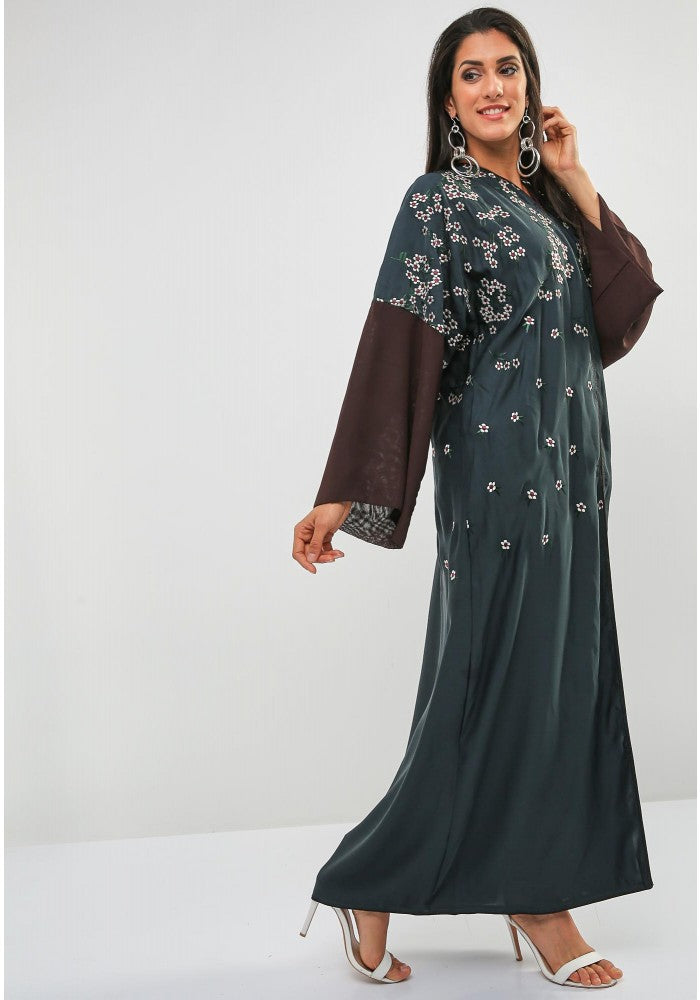 Front Open Embroidered Abaya