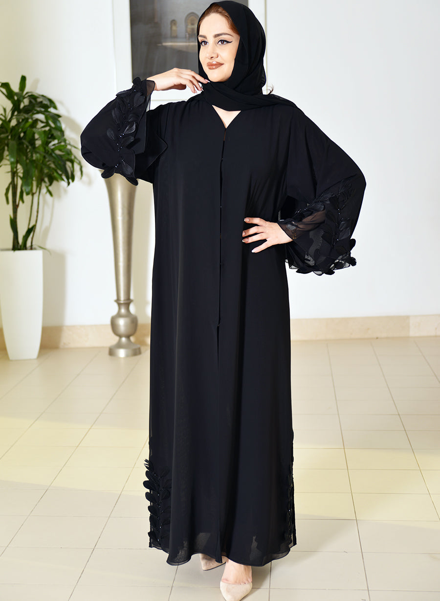 abaya with applique work