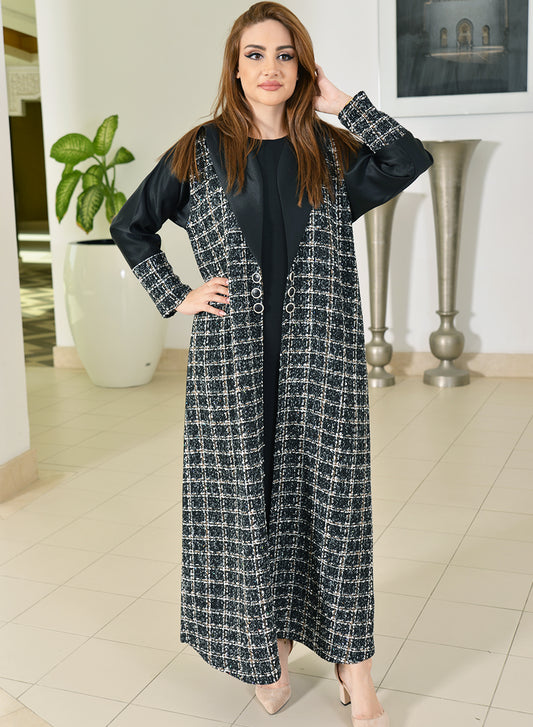 tweed material abaya