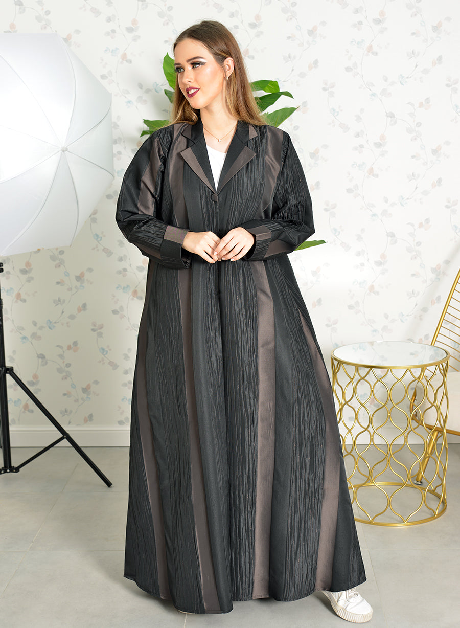Cuff and collar style Jacquard abaya | Bsi3784