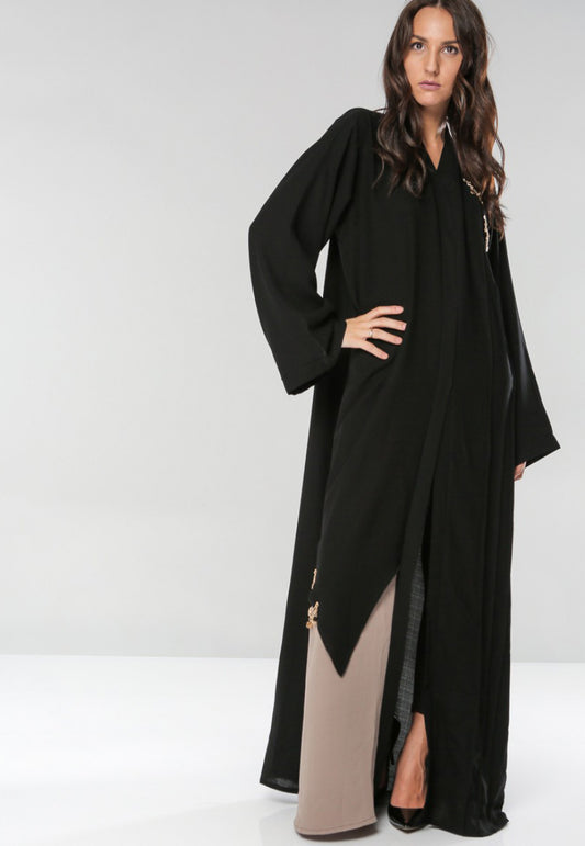 Bsi46- Tussles embellished plain abaya