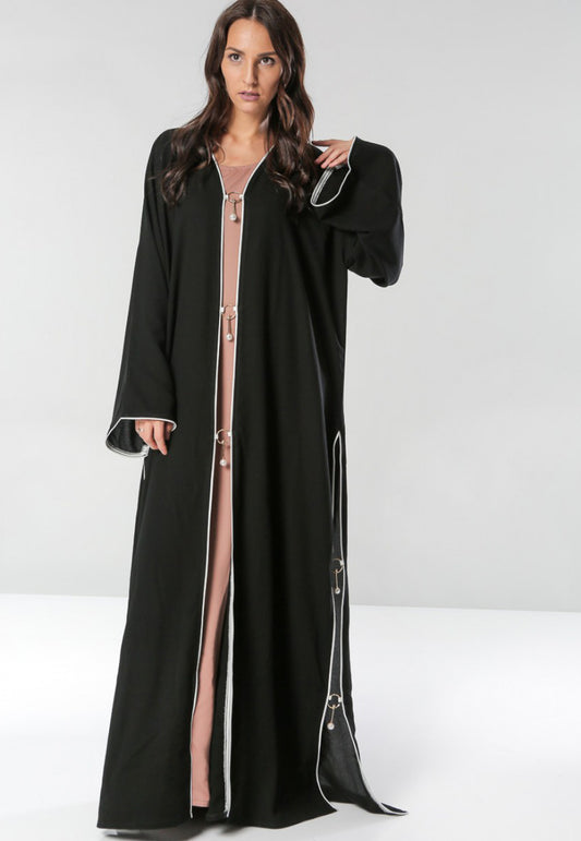 Bsi51- Tussles embellished abaya with inner