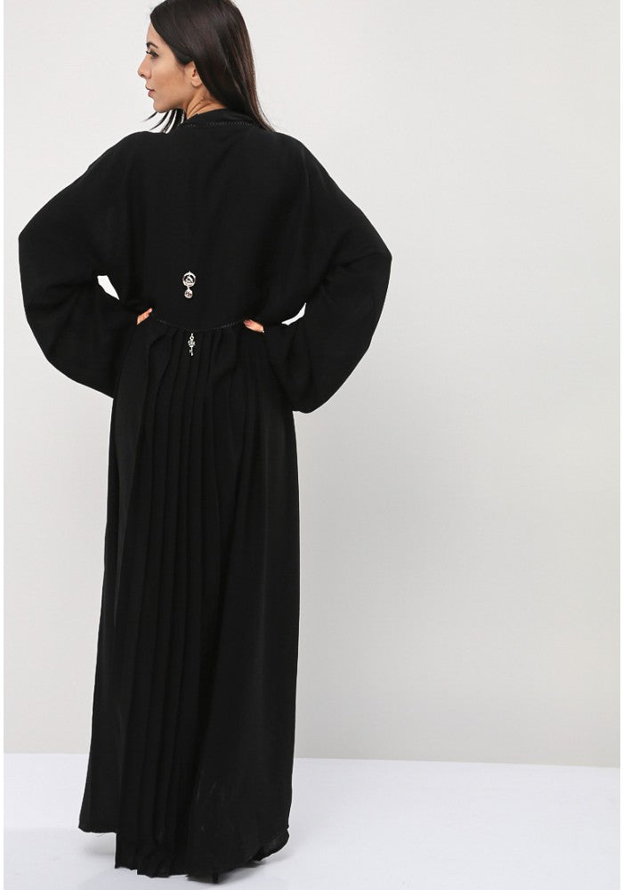 Bsi655- Stylish front open lace embellished abaya