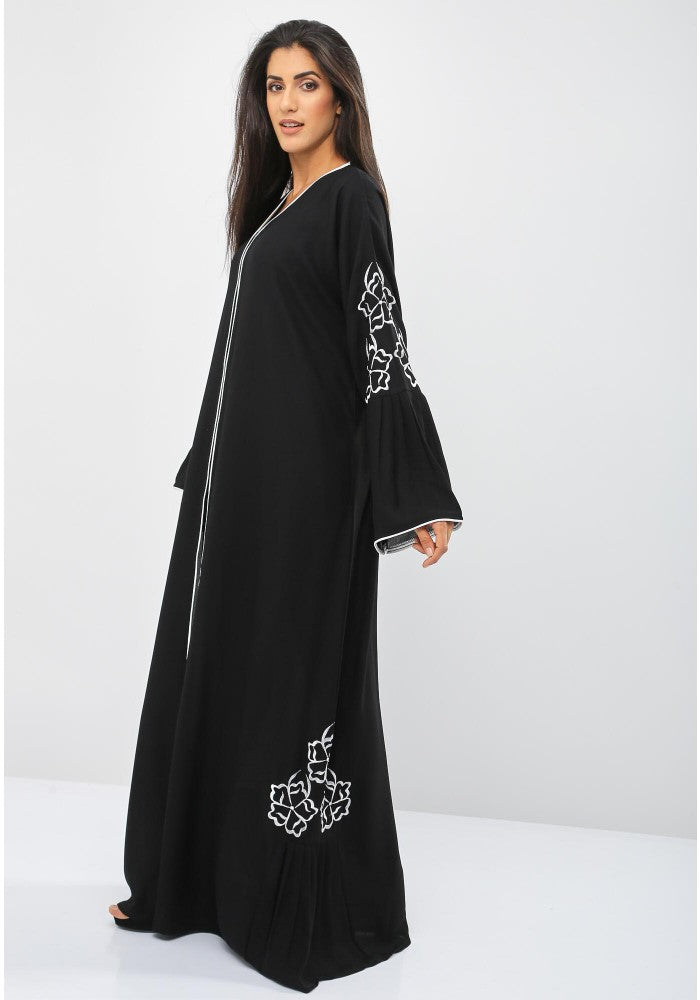 Bsi842- Stylish Front Open Embroidered Abaya