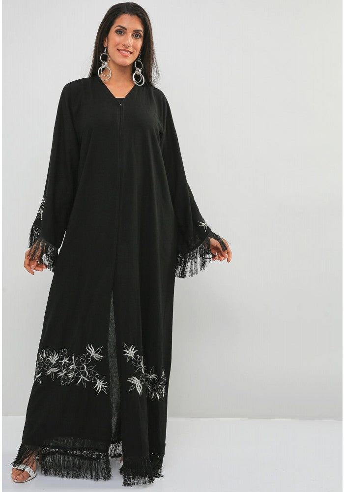 Bsi908- Lace embellished embroidered abaya