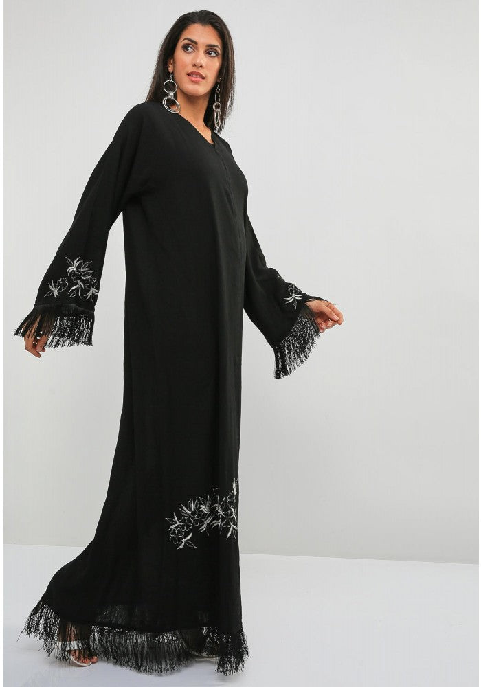 Bsi908- Lace embellished embroidered abaya
