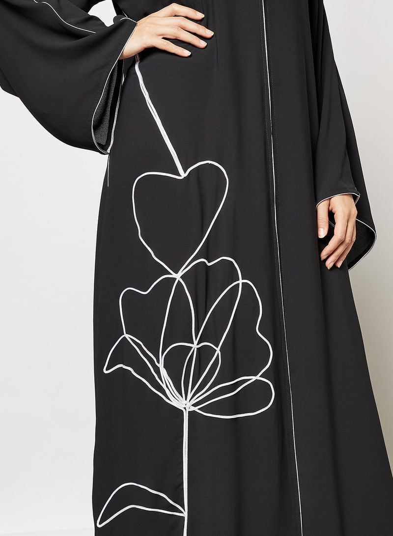 Bsi3551-Ribbon embellished black abaya abaya