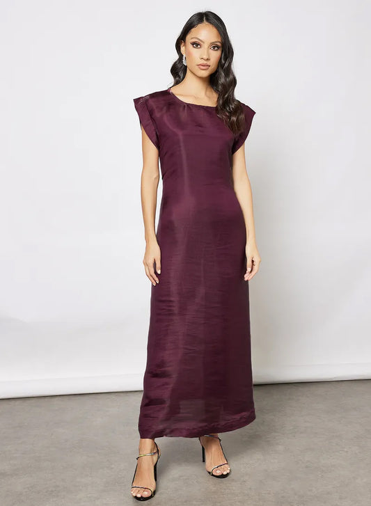 Bsi3648-Plain silk inner dress with belt