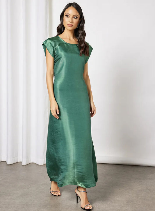 Bsi3650-Plain silk inner dress with belt