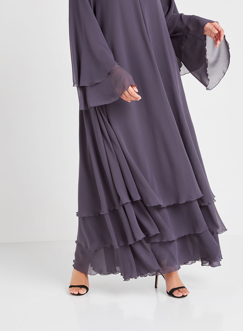 Umbrella style layered chiffon abaya | Bsi3135