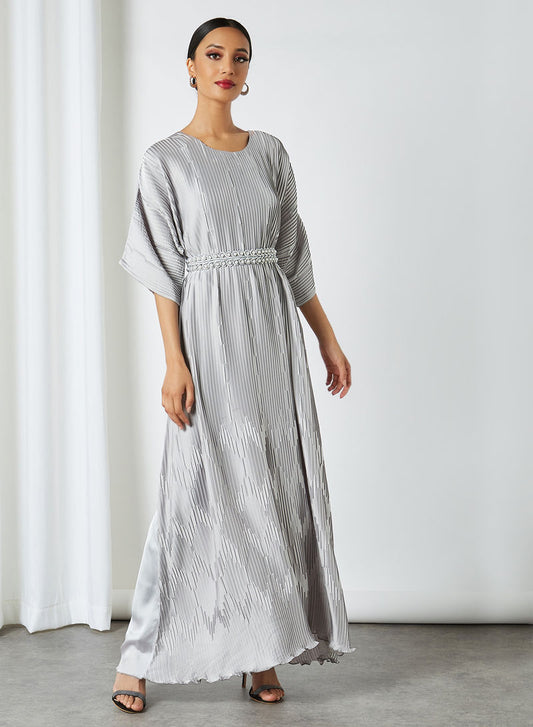 Elegant style pleated satin dress | Bsi3186
