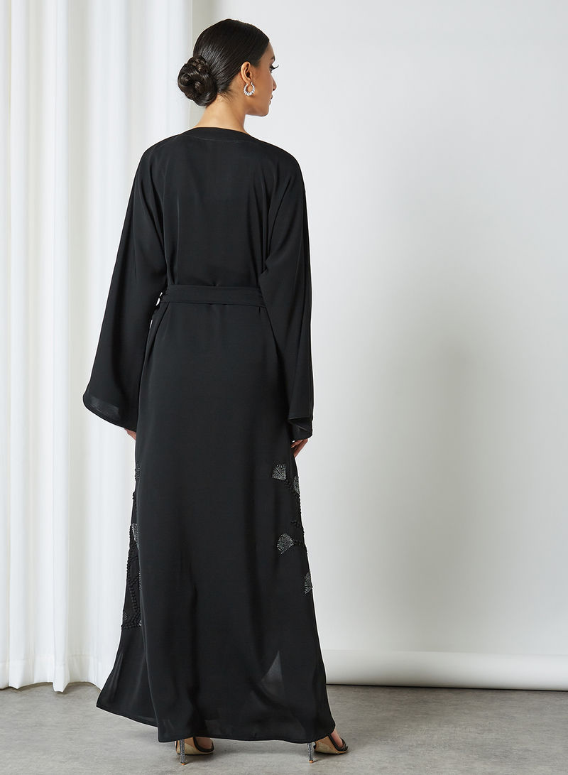 black abaya with belt
