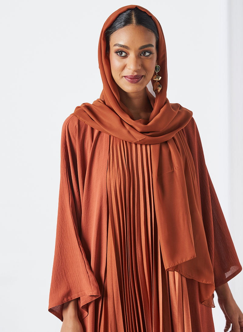 rust abaya with inner dress