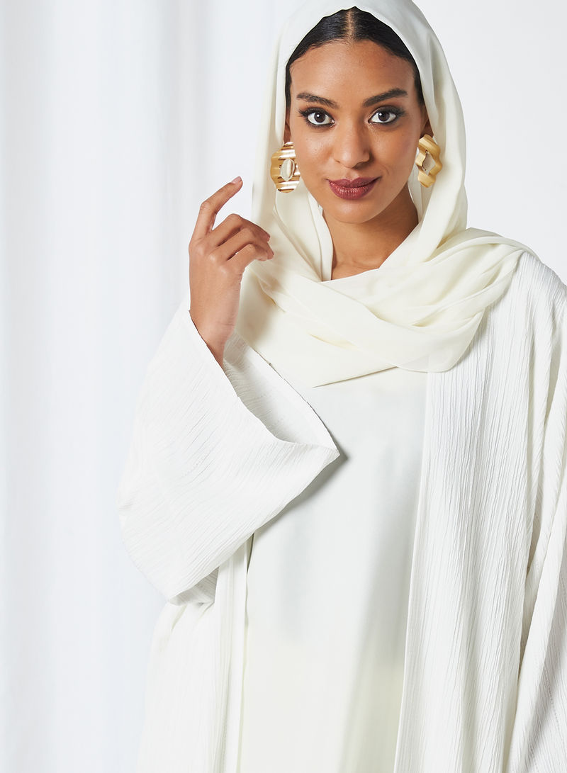 white 3 piece abaya set