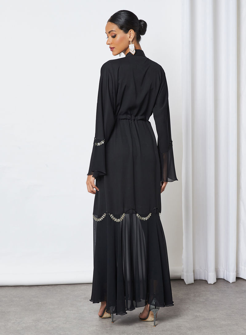 black drawstring abaya