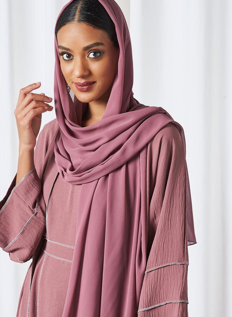 pink abaya with inner
