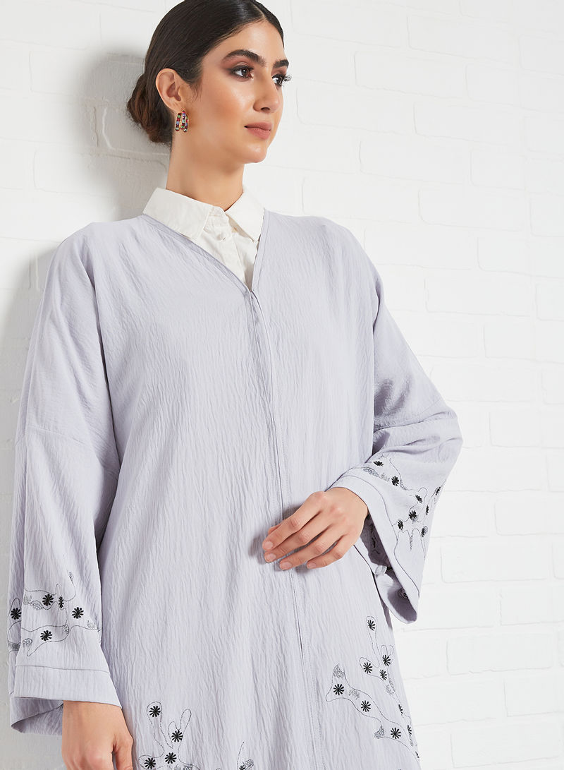 silver beads abaya