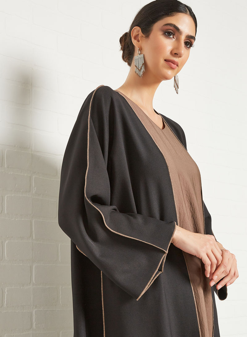 black piping abaya