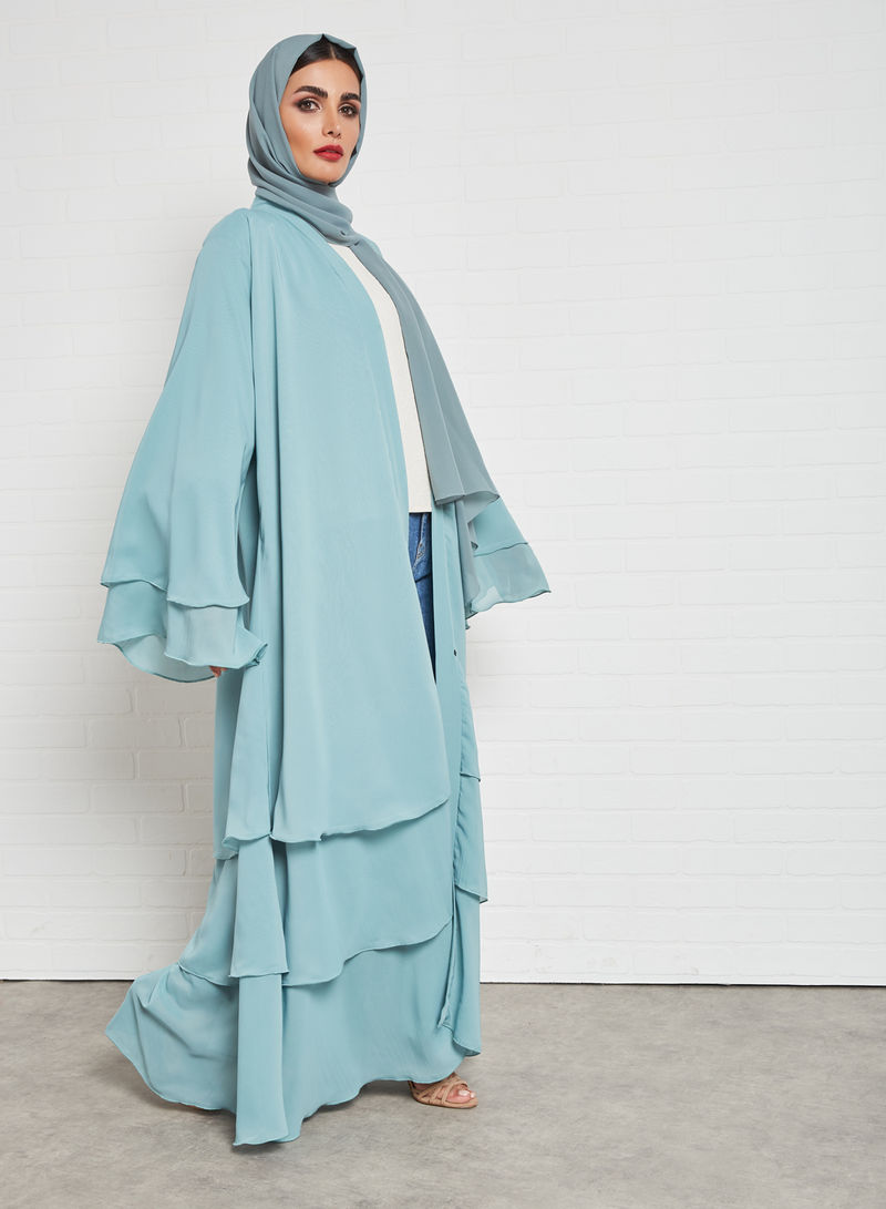 Umbrella style layered chiffon abaya | Bsi3338