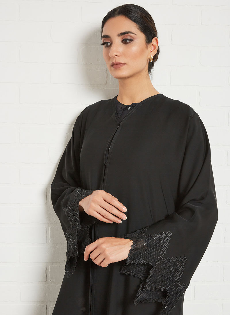 black cut work abaya