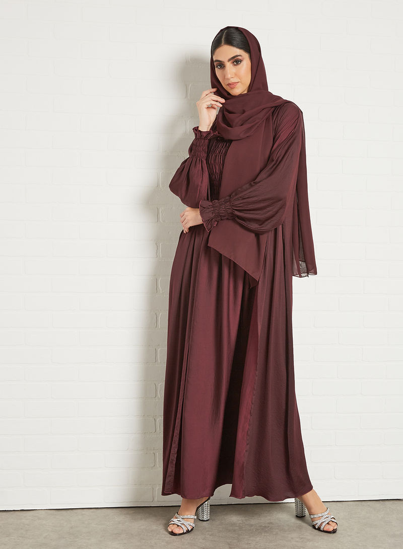 Bisht style abaya with elastic pleated sleeves and Inner | Bsi3393