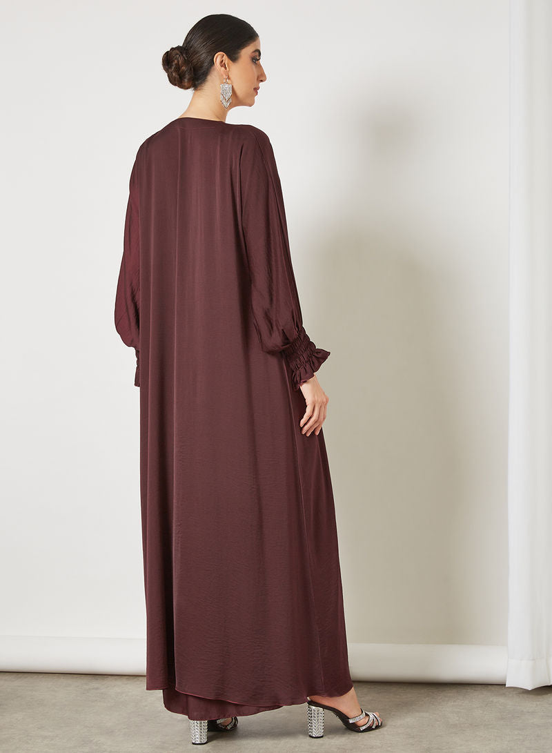 Bisht style abaya with elastic pleated sleeves and Inner | Bsi3393