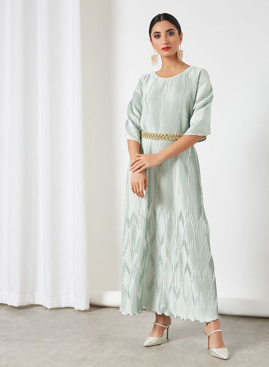 Elegant style pleated satin dress | Bsi3402