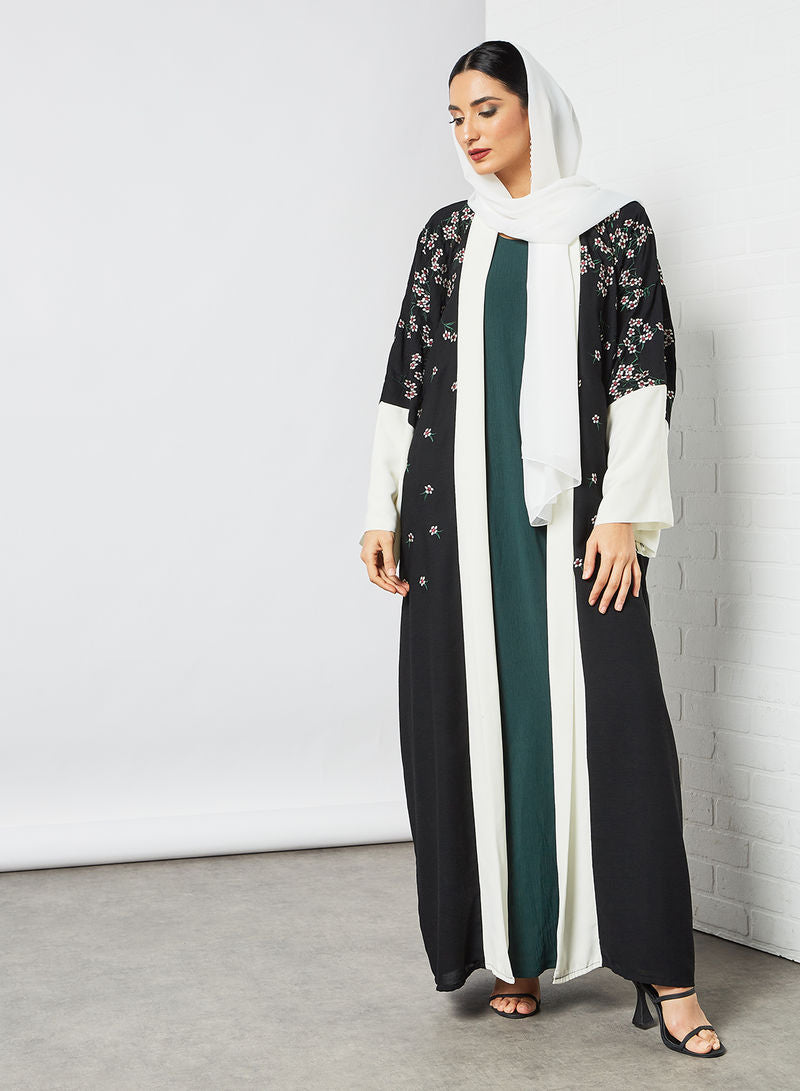 Bsi3484-Stylish floral embroidered bisht abaya with inner
